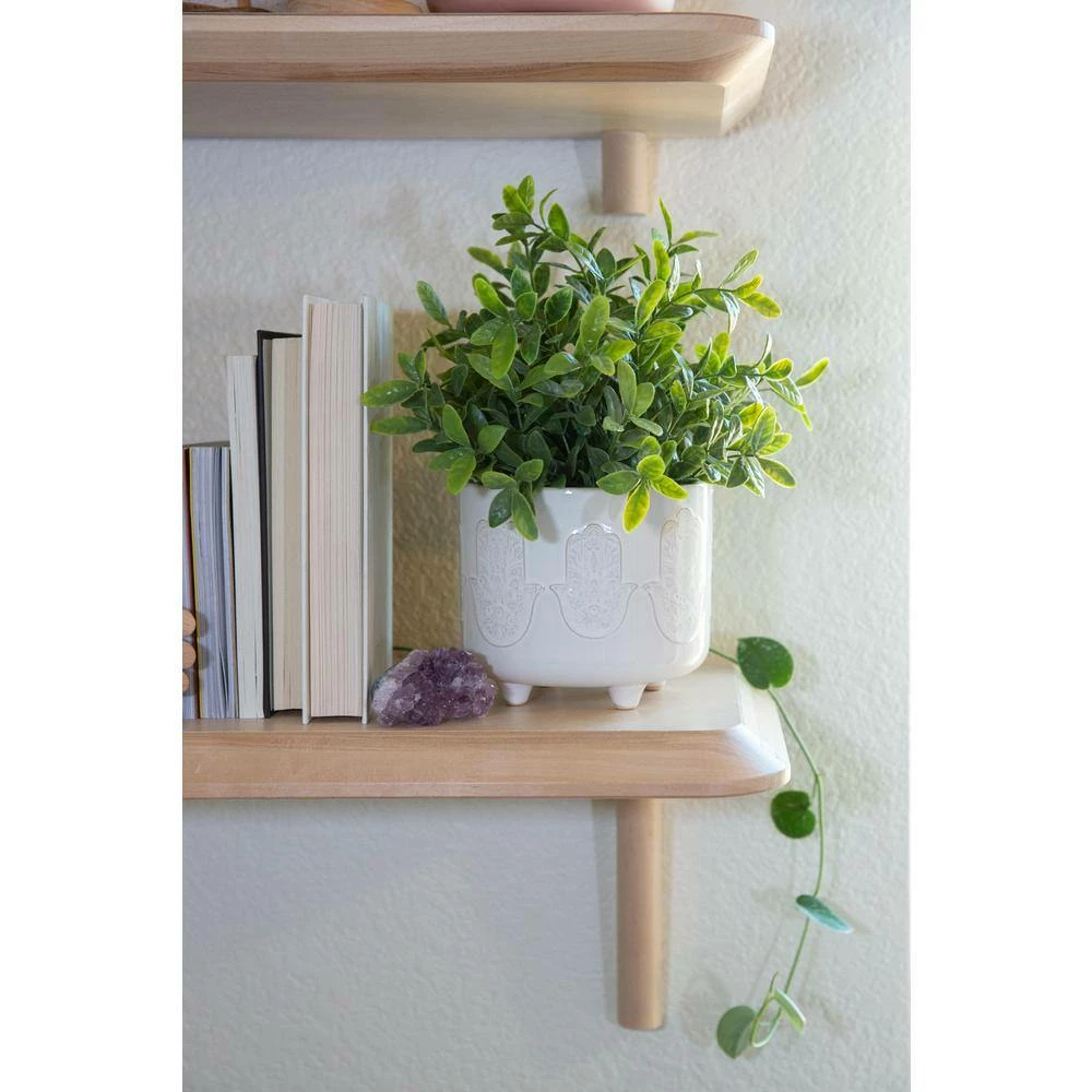 Flora Bunda 6 in. x 4.75 in. Hamsa Hand Footed Ceramic Planter, (Set of 2) 6 Flora Bunda 6 in. x 4.75 in. Hamsa Hand Footed Ceramic Planter, (Set of 2) - Image 4