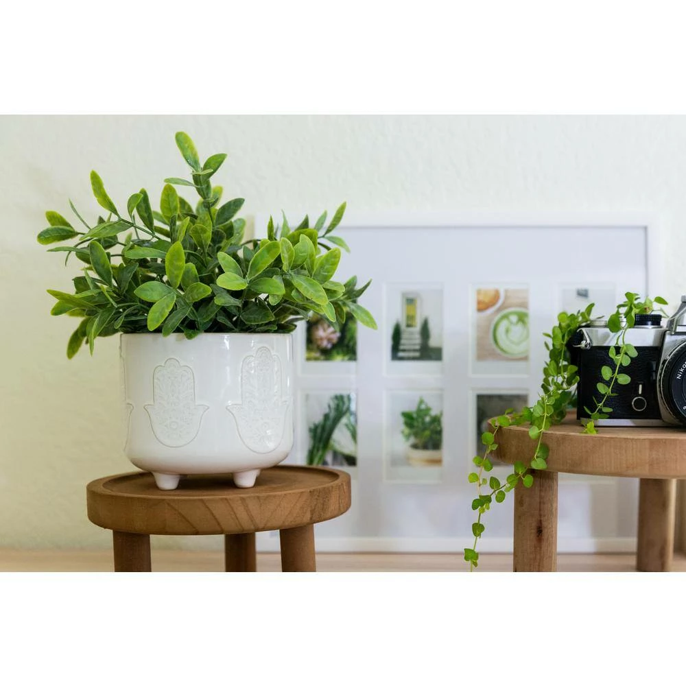 Flora Bunda 6 in. x 4.75 in. Hamsa Hand Footed Ceramic Planter, (Set of 2) 7 Flora Bunda 6 in. x 4.75 in. Hamsa Hand Footed Ceramic Planter, (Set of 2) - Image 5