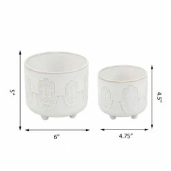 Flora Bunda 6 in. x 4.75 in. Hamsa Hand Footed Ceramic Planter, (Set of 2) 10 Flora Bunda 6 in. x 4.75 in. Hamsa Hand Footed Ceramic Planter, (Set of 2) -US Flora Bunda Sales 2022 ivory flora bunda plant pots ct1741e2 ivory c3 1000