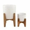 Flora Bunda 10 in. and 6.6 in. Ivory White Cathedral Ceramic Planter on Stand Mid-Century Planter(Set of 2) -US Flora Bunda Sales 2022 ivory white flora bunda plant pots ct1299e2 wh 64 1000