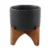 Flora Bunda 5 in. Matte Black Indian Ceramic Planter on Wood Stand Mid-Century Planter 1 Flora Bunda 5 in. Matte Black Indian Ceramic Planter on Wood Stand Mid-Century Planter -US Flora Bunda Sales 2022 matte black flora bunda plant pots ct902e mtbk 64 1000