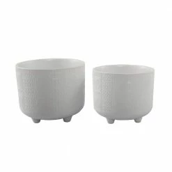 Flora Bunda 6 in. x 4.75 in. Hiero Footed Ceramic Planter, (Set of 2)