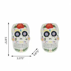 Flora Bunda 4 in. Day of the Dead Colorful Ceramic Skull Planters (Set of 2) -US Flora Bunda Sales 2022 multi color flora bunda plant pots ct1651e2 c3 1000