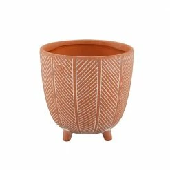 Flora Bunda 6 in. x 4 in. Terracotta Orange Chevron Ceramic Footed Pot (Set of 2) 13 Flora Bunda 6 in. x 4 in. Terracotta Orange Chevron Ceramic Footed Pot (Set of 2) -US Flora Bunda Sales 2022 orange flora bunda plant pots ct837e2 or c3 1000
