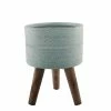 Flora Bunda 10 in. Sage Tribal Fiberglass Planter on Wood Stand -US Flora Bunda Sales 2022 sage flora bunda plant pots ctf216e sage 64 1000