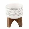Flora Bunda Mid-Century 7 in. White/Black Line Ceramic Geometric Pot with Wood Stand Planter 1 Flora Bunda Mid-Century 7 in. White/Black Line Ceramic Geometric Pot with Wood Stand Planter -US Flora Bunda Sales 2022 white black flora bunda plant pots ct876e wh bk 64 1000