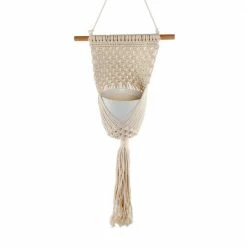 Flora Bunda 33 in. Wood and Macrame Plant Hanger