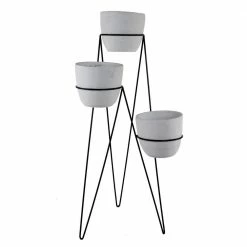 Flora Bunda 36 in. H 7 in. White Concrete 3-Tier Lava Cement Plant Pot Sets