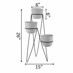 Flora Bunda 26 in. H 6 in. White Concrete 3-Tier Lava Cement Plant Pot Sets -US Flora Bunda Sales 2022 white flora bunda plant pots em1749e wh c3 1000