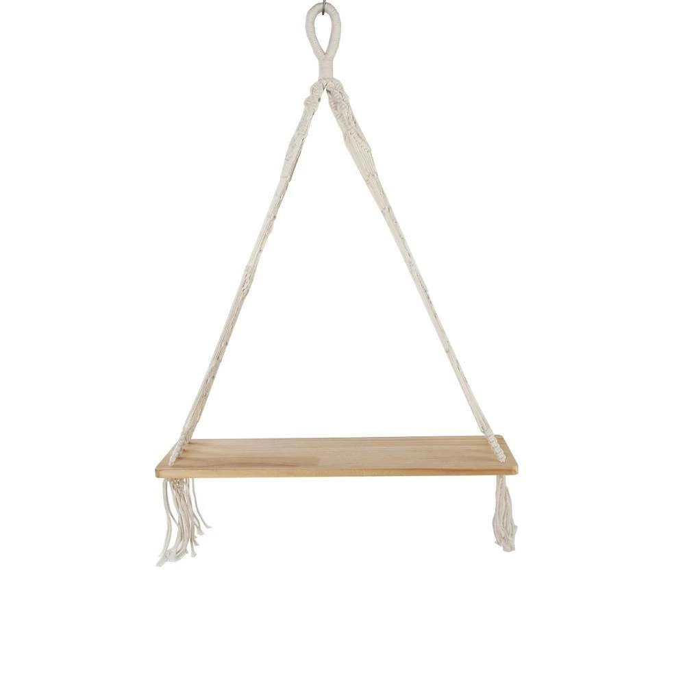 Flora Bunda 20 in L 5.8 in W Wood and Macrame Hanging Shelf 5 Flora Bunda 20 in L 5.8 in W Wood and Macrame Hanging Shelf - Image 3