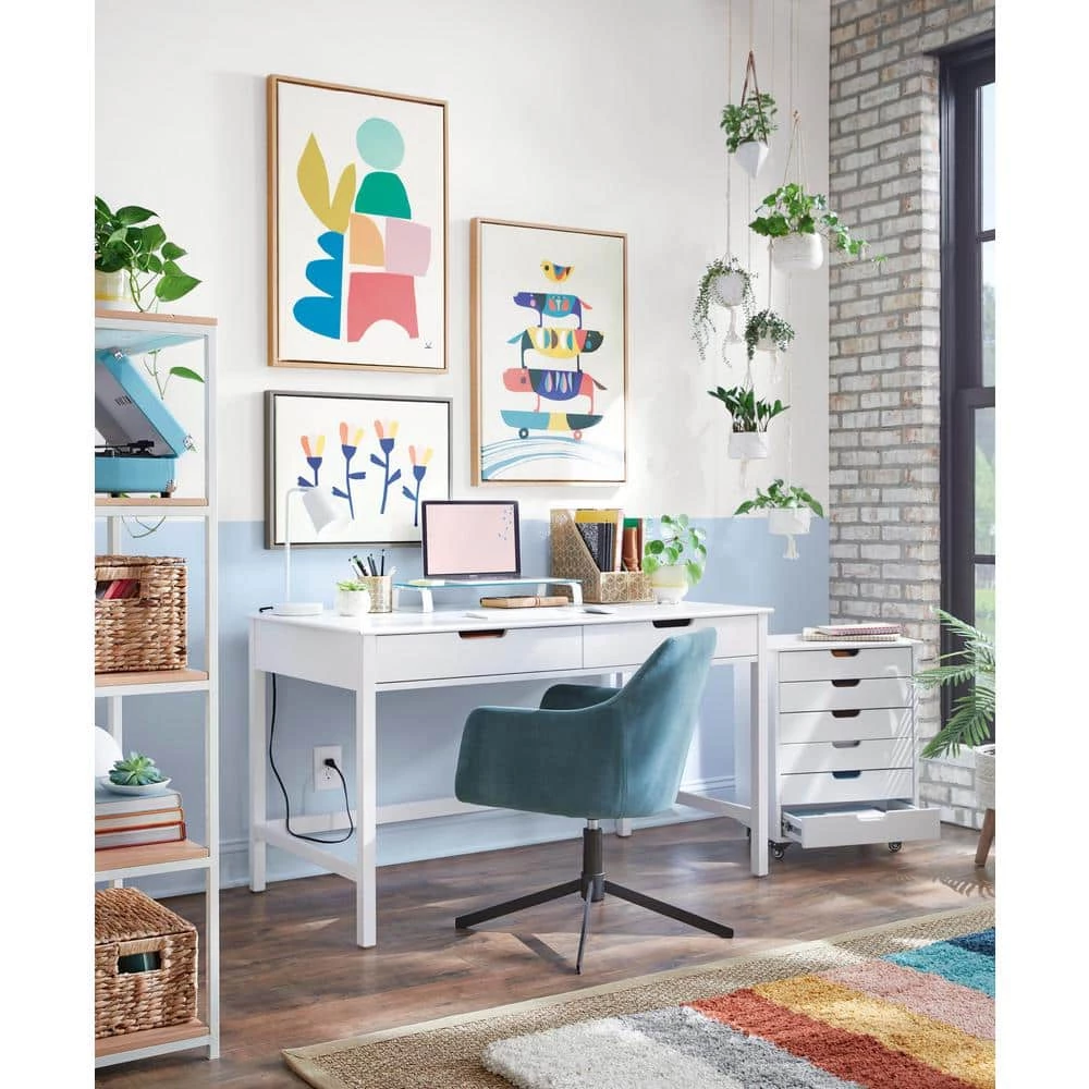 Flora Bunda 6 in. White/Gold Line Geometric Ceramic Hanging Planter with Beads 4 Flora Bunda 6 in. White/Gold Line Geometric Ceramic Hanging Planter with Beads - Image 2